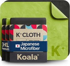 Koala Lens Cleaning Cloth  Japanese Microfiber  3 Pack XL , Black / Green