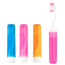 ysuwekslu Travel Toothbrush, 1 Count Pack of 3 , Styleb Pink orange blue