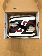 Nike Air Force 1 LE GS Low Top Leather Sneakers Black/White/Red US 3.5