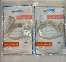 2X PCS. 16.5 FT NULL MODEM SERIAL CABLE DB9F TO DB9F FEMALE TO FEMALE 9 PIN DB9