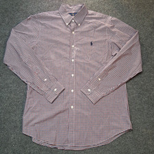 Ralph Lauren button down Shirt mens large Red White Blue Plaid Long Sleeve