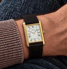 MINT 1990s CARAVELLE | BULOVA Men’s 25mm Quartz Tank Watch Box Papers & Receipt