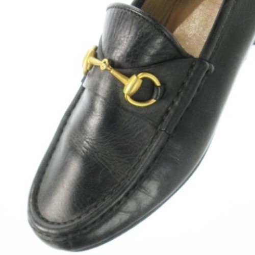 GUCCI Horsebit Leather Loafers Dress Shoes Size:6.5/JP:23.5 Black 141105K Authen thumbnail 6
