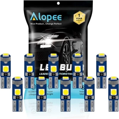 Lot de 10 Ampoule T5 Led Blanc 12V 3SMD 3030 - Auto Ampoule Tableau de Bord - Photo 1/4