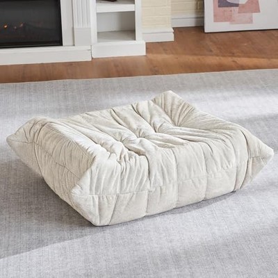  Bean Bag,Foot Rest,Fireside Chair Memory Foam Lazy Ottoman Luxury Velvet-beige