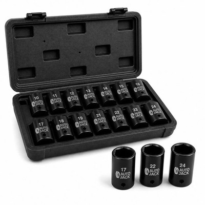 Autojack 13-teiliges Steckschlüsselsatz 1/2 Antrieb metrisch CrV 10-24 mm 6 Punkt Set