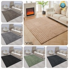Faux Fur Rug Non Slip Striped Floor Mat Soft Fluffy Plush Stylish Bedroom Carpet