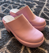 Everlane THE PUFF Pink Leather Platform Slip-On Closed Toe Block Heel w7.5