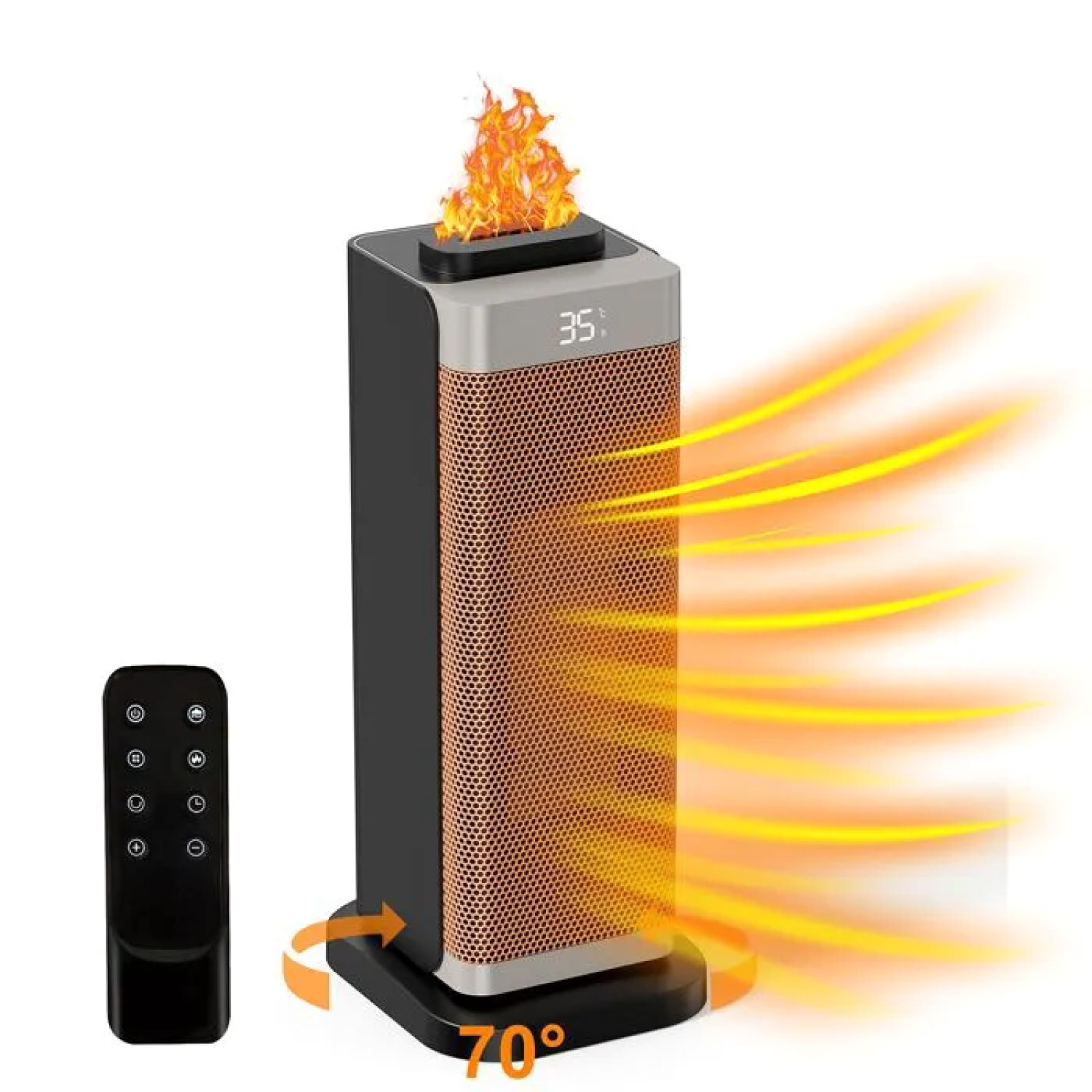 Radiateur soufflant silencieux à effet flamme LED pour réchauffer le salon