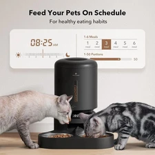 Automatic Cat Feeder with Timer, 6 Meals/Day, Freshness Lock & Low Food Sensor.