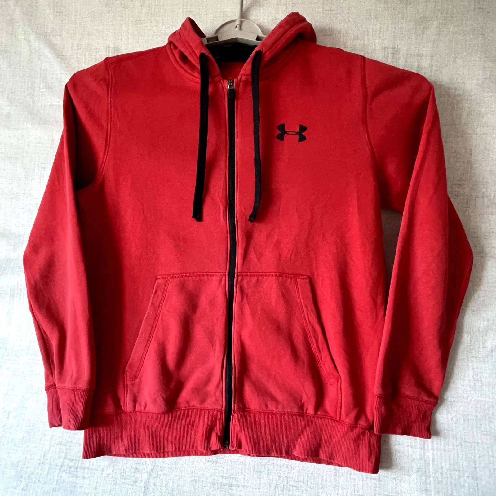 Under Armour Hoodie Mens Medium ColdGear Full Zip Thermal Gym Training, Red