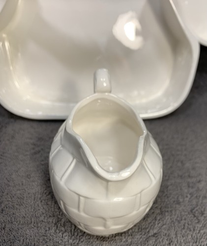 Tiffany & Co Servierbeerenkorb mit Zucker & Milchkännchen Korbgeflecht LESEN - Bild 13 von 13