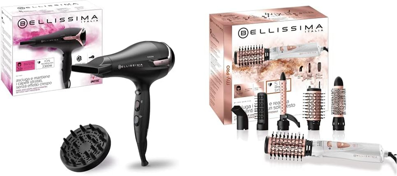 Imetec Bellissima K9 2300: Asciugacapelli con Ioni e Diffusore Professionale
