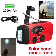 Hand Crank Dynamo Wind Up Solar AM FM Radio USB Charger Camping Light Torch Gift