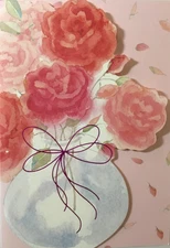 Marcel Schurman- Valentine- For Anyone- Vase Of Roses- Die Cut, Foil Accents