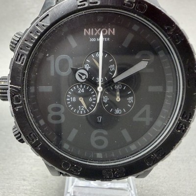 Nixon 51-30 Chronograph Watch Men 51mm Black Dial Black Tone Date