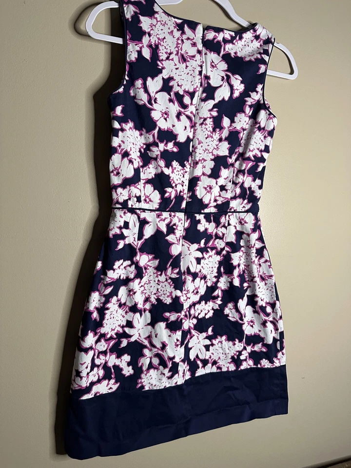Tommy Hilfiger Floral Dress Size 2 Navy White Pink Brushed Cotton Sleeveless - Image 3 of 4
