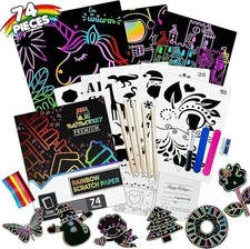 74 Pcs Raimarket Scratch Art Paper magic Craft kits for Kids Supplies Toys Gift