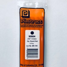 Plastruct 90864 Styrene Round Rod 1/4"x 10" 5 
