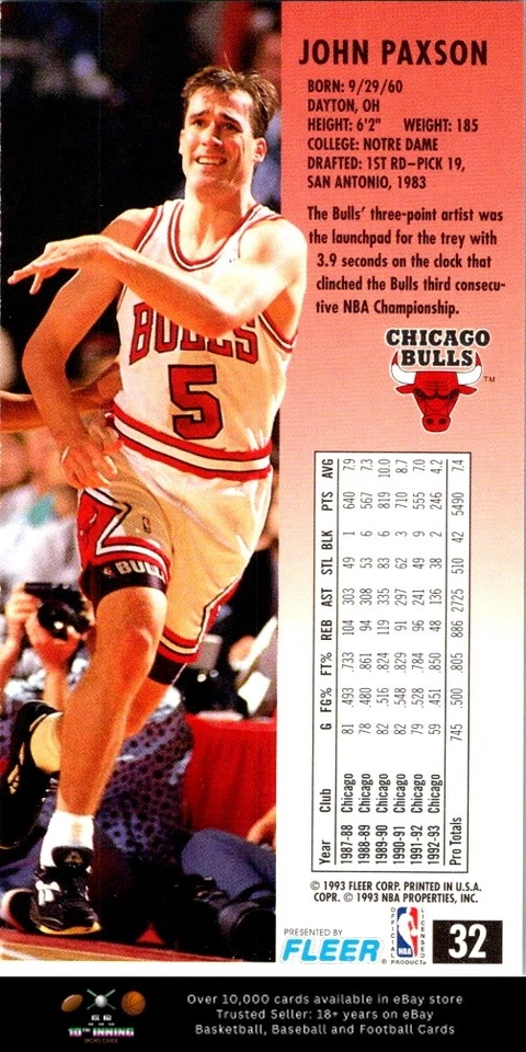 1993-94 Jam Session BASKETBALL #32 John Paxson - Image 2 of 2