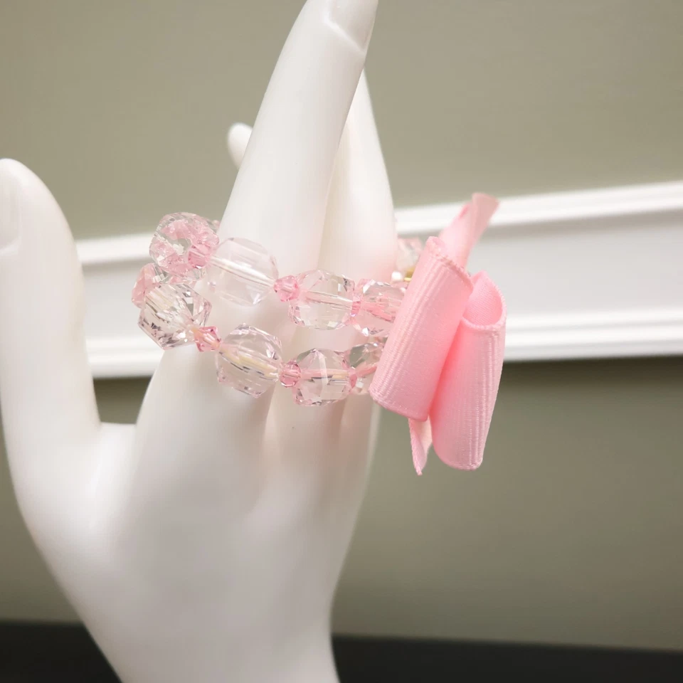 Pulsera Tarina Tarantino Rosa Arco Cinta Gruesgrain Lucite Swarovski Firmada Foto 4 de 4