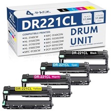 4-Pack DR221CL Drum Unit Replacement for Brother HL-3140CW HL-3170CDW MFC
