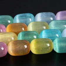 12X8MM Rainbow Selenite Beads AA Natural Gemstone Drum Barrel Loose Beads