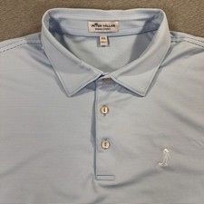 Peter Millar Summer Comfort Polo Shirt Men XXL Blue Stripe Performance Golf Logo