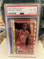 1987 Fleer Sticker Michael Jordan #2 Psa 6 