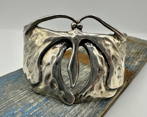 Clifton Nicholson Sterling Silver Butterfly Cuff Modernist Artisan Vintage