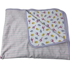 Gymboree Blanket Vintage Stripe Reversible Cotton Giraffe Elephant Lion 2002 Y2K