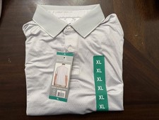 NEW Hickey Freeman Mens XL Golf Polo Shirt White/ Gray UPF 50 Printed