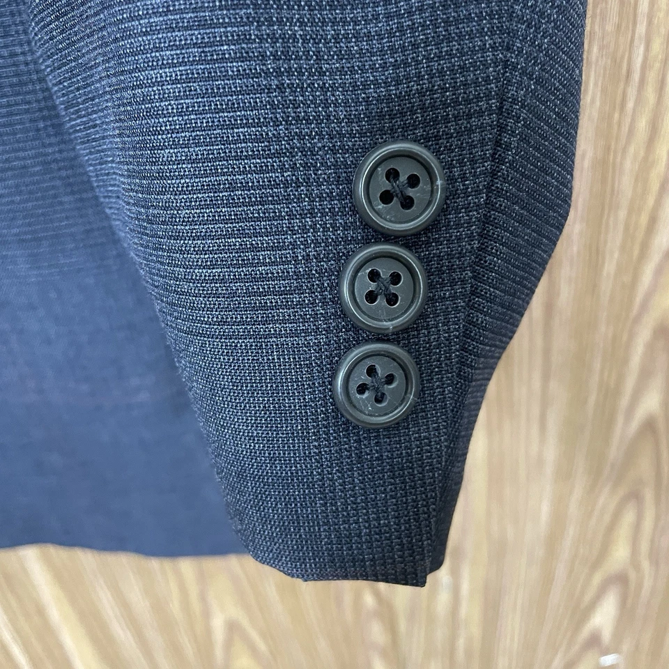 Abrigo deportivo Stanley Blacker para hombre 40R azul multicolor a cuadros dos botones hecho en EE. UU. Foto 3 de 4