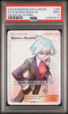 2018 POKEMON SUN & MOON CELESTIAL STORM #165 FULL ART/STEVEN'S RESOLVE PSA 9