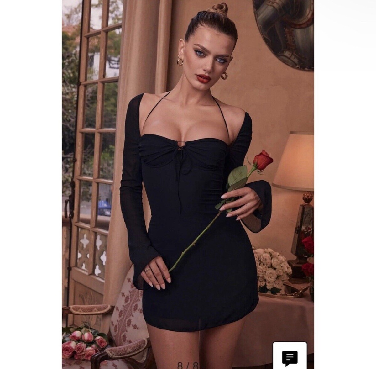 New! House of CB Babydoll Black Chiffon Halter Mini Dress Sz Small $225 |  eBay
