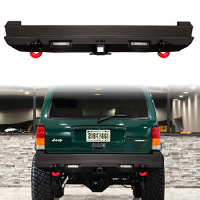 Vijay For 1984-2001 Jeep Cherokee Xj Steel Rear Bumper With Led Light D-rings