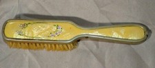Vintage Celluloid Marbled Floral Painted 8" Brush