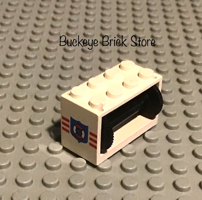 LEGO White String Reel 2 x 4 x 2 Holder with Coast Guard Pattern