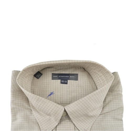 NWT Beige Squares HART SCHAFFNER MARX Long Sleeve Dress Shirt 16.5 - 34 Cotton - 第 2/3 張圖片