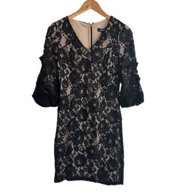 DKNY Lace Dress Women Black Witch Goth Size 2 Coquette Evening Formal Party NWT