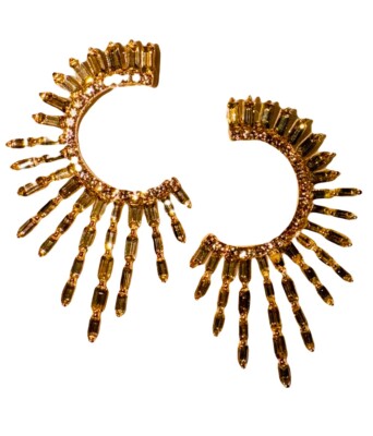 Sparkling Golden Rhinestones Spread Out Creating Burst Of Gold Light Pierced