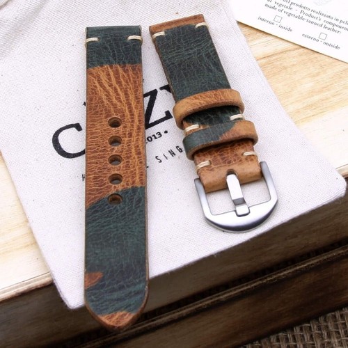 Bracelet Montre Cuir Zulu Militaire - Largeurs 18/20/22/24mm, Compatible Rolex/Omega