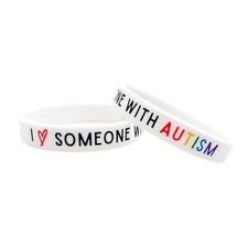 Autism Love Wristband Autistic Support ASD Aspergers Silicone Rainbow White UK