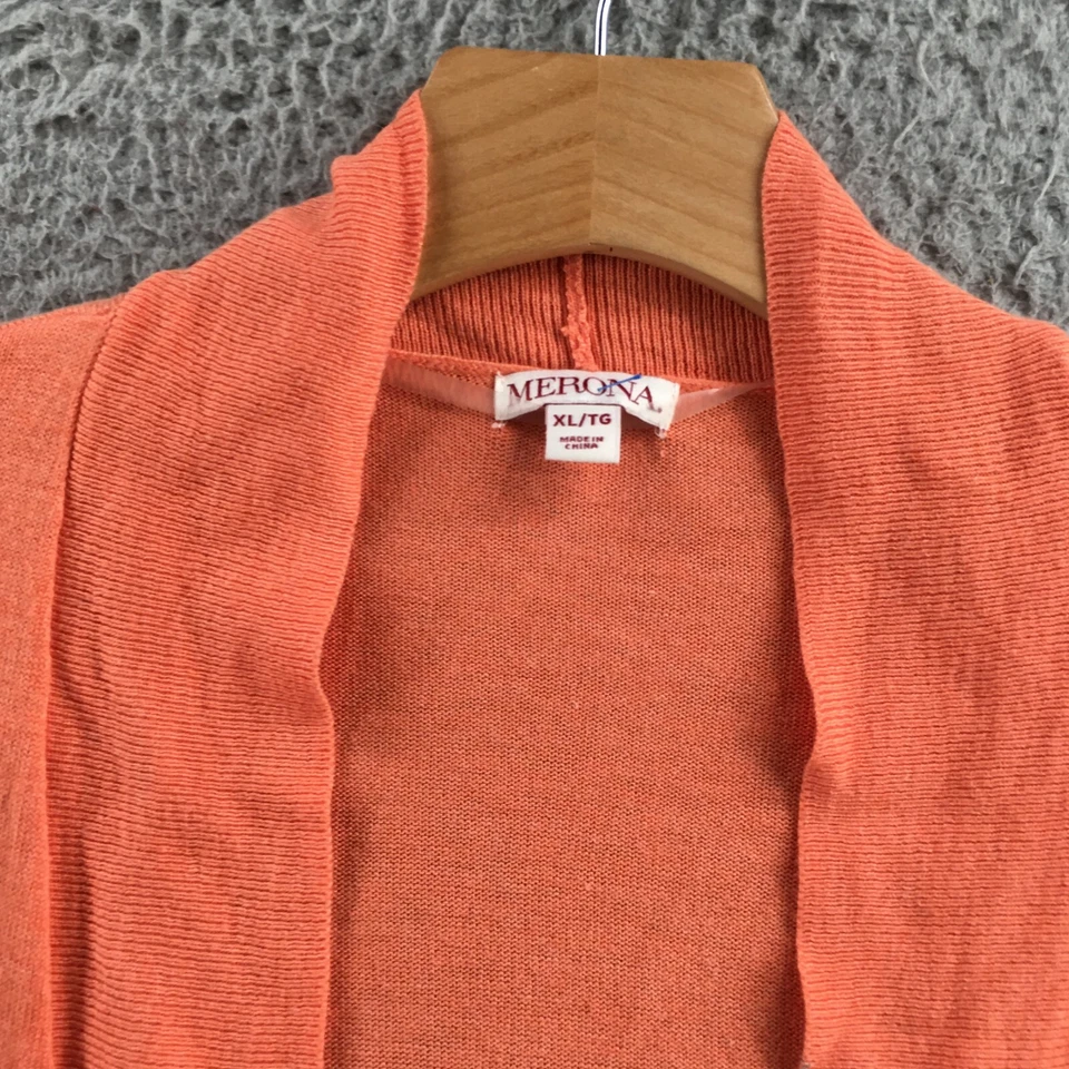 Cárdigan túnica suéter Merona para mujer XL coral naranja frente abierto informal NUEVO Foto 3 de 4