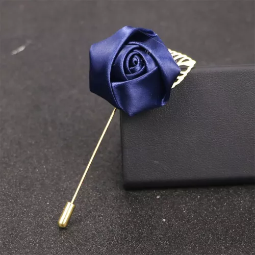 Mens Rose Brooch Flower Brooch Boutonniere Suit Lapel Wedding Pin Tassel Chain - Picture 48 of 95