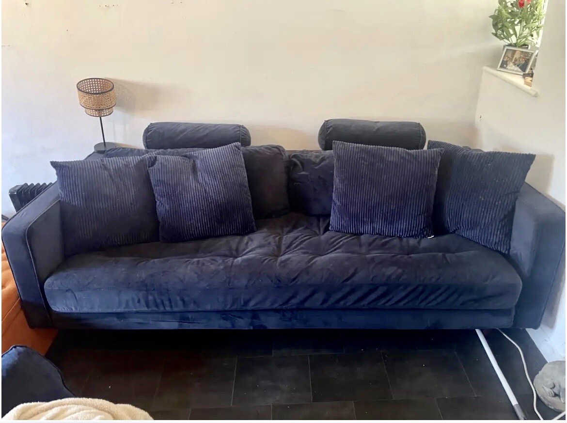 DFS 34 Seater Sofa Dark navy Blue Comfortable! eBay