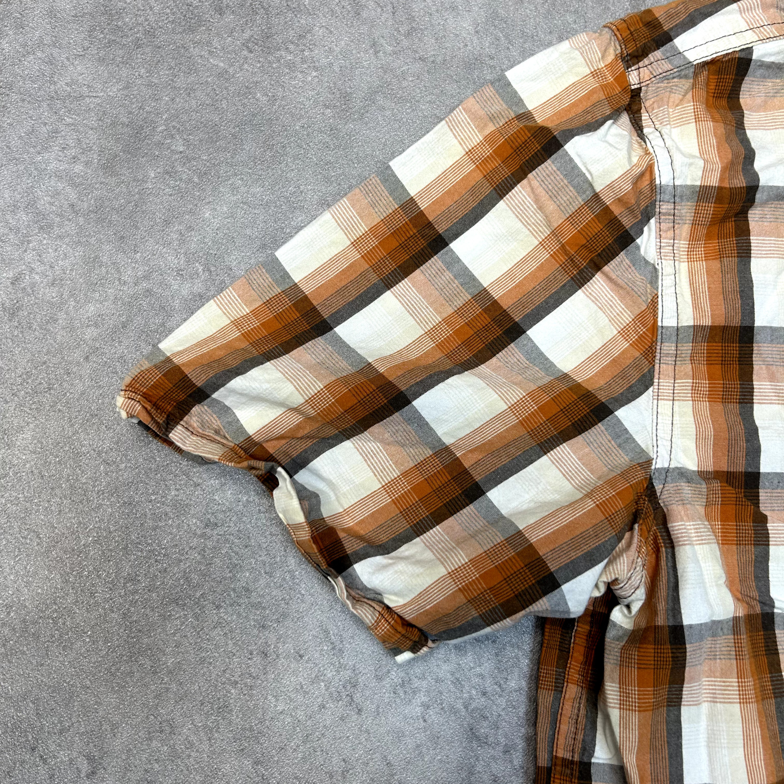 Carhartt Checkered Shirt Mens Large Short Sleeve Workwear Button Down Top Orange image 6