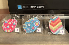 Easter Egg Shaped Light Weight Faux Leather Dangle Earrings -Set of 3- Asst 1