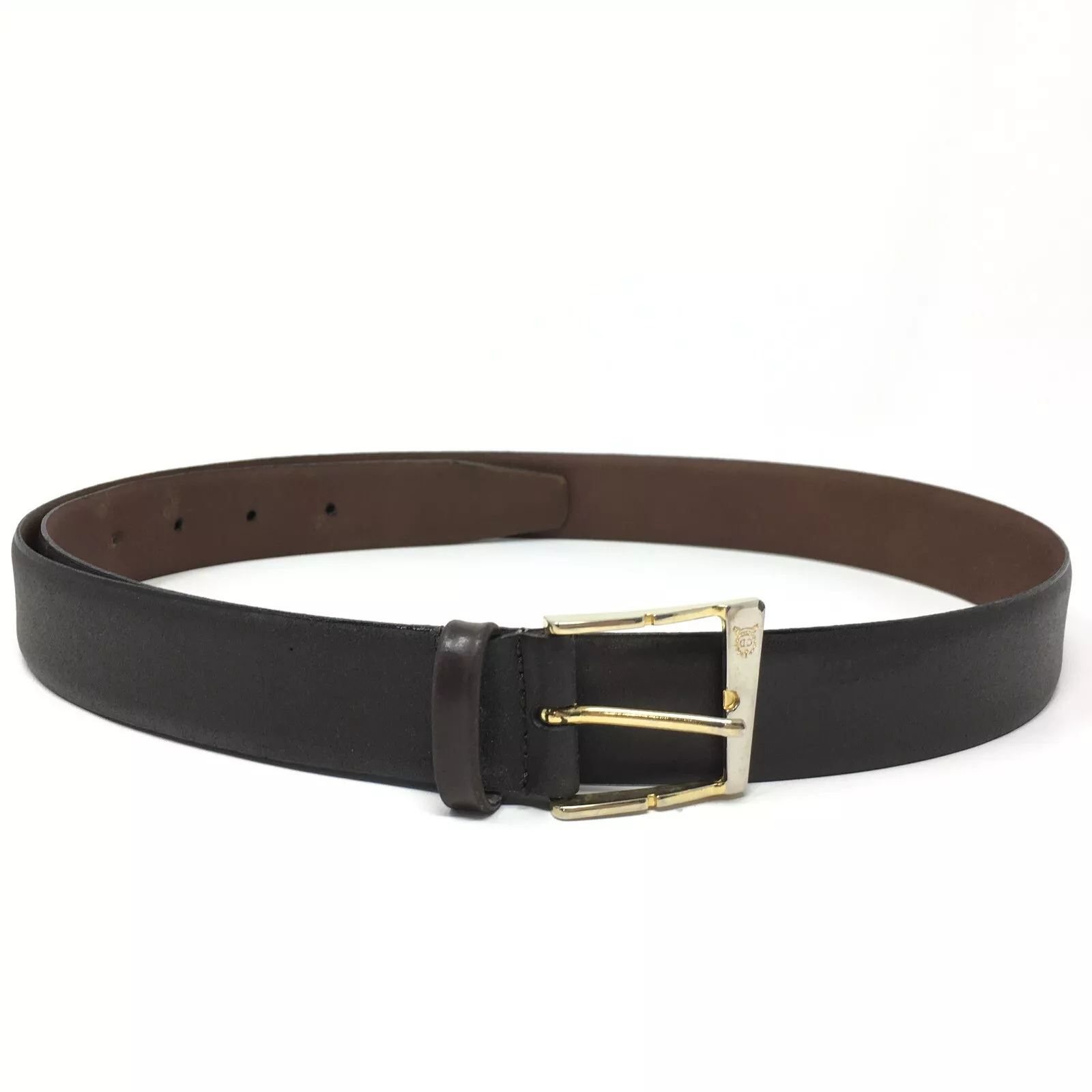 Christian Dior Espagne Robe Ceinture Homme Taille 36 Marron Cuir Laiton Boucle 228873