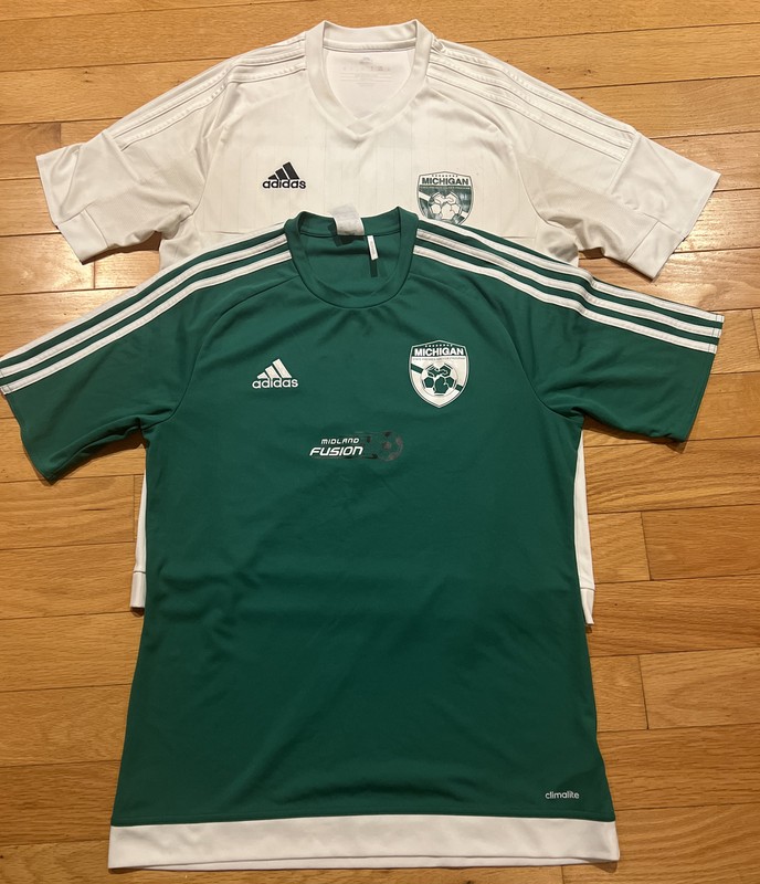 Adidas Ladies Medium Soccer Jerseys White Green Midland MI Fusion Set Of 2 #9